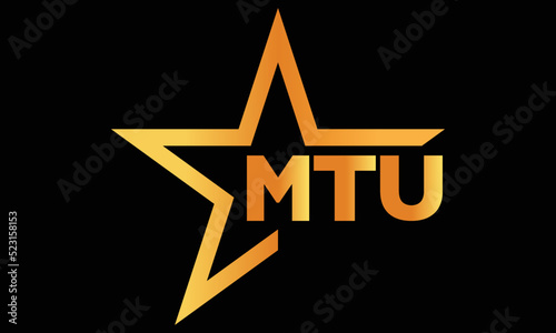 MTU golden luxury star icon three letter logo design vector template. royal logo | luxury logo | jewelry logo | premium logo | iconic logo | Victoria logo |