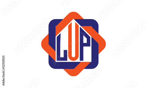 LUP three letter real estate logo with home icon logo design vector template | construction logo | housing logo | engineering logo | initial letter logo | minimalist logo | property logo |