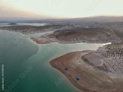 heat waves and climate change led to a noticeable decrease in the water level in Maidanki Lake in northwestern Syria.