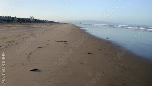 Wallpaper Mural Panning Beautiful View Of Waves At Sea Coastline In Beach - Manhattan Beach, California Torontodigital.ca
