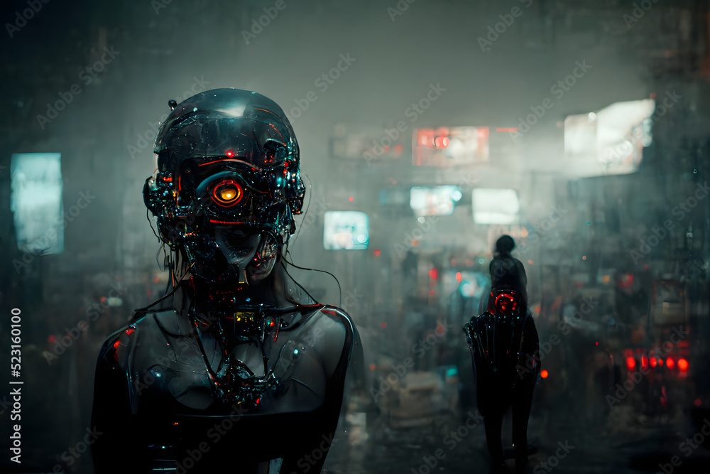 black-cyberpunk-heavily-augmented-woman-portrait-in-hacker-hideout-room