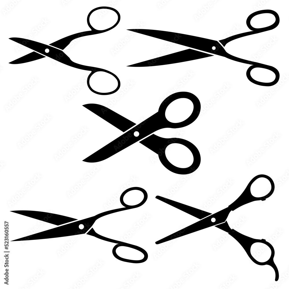 Ταπετσαρία Different pairs of scissors on white background