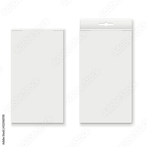 Mock up packaging boxes with hang tab