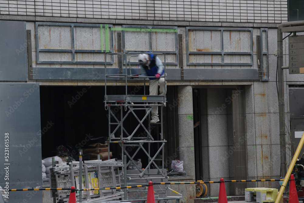 東京港区赤坂8丁目の工事の様子