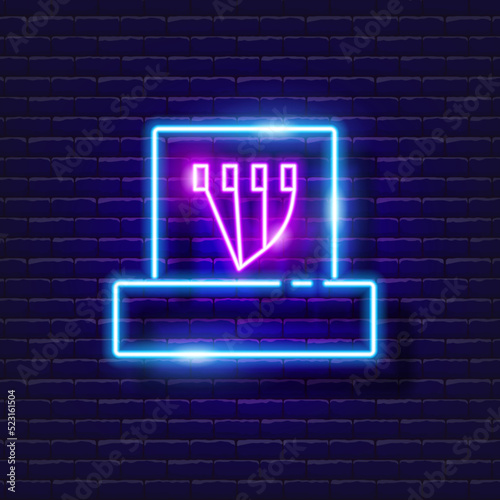 Tefillin neon sign. Phylactery vector illustration. Jewish culture.