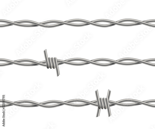 3D metal wire with barbs and spikes set, barbwire for prison fence, steel border