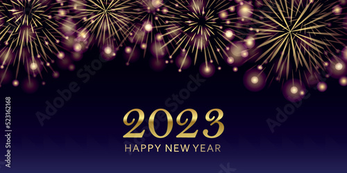 happy new year 2023 golden firework on night background