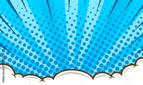 Blue comic abstract background with cloud