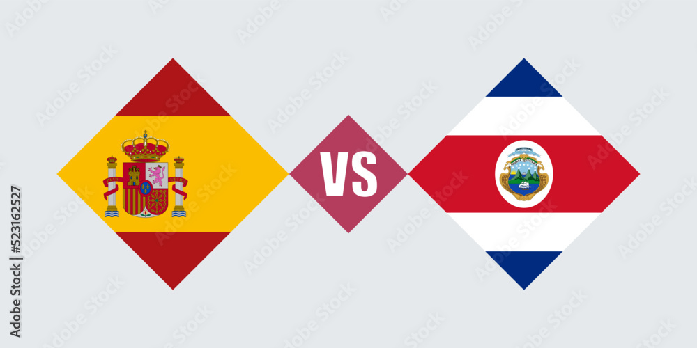 Spain vs Costa Rica flag concept. Vector illustration.