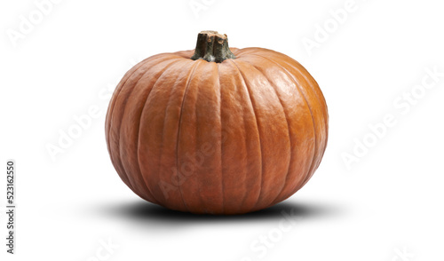 Fotografia A side view of a ripe orange pumpkin isolated on a transparent background