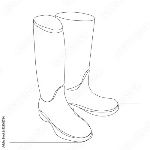 boots drawing by one continuous line vector