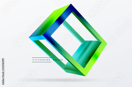 3D cube shapes vector geometric background. Trendy techno business template for wallpaper, banner, background or landing