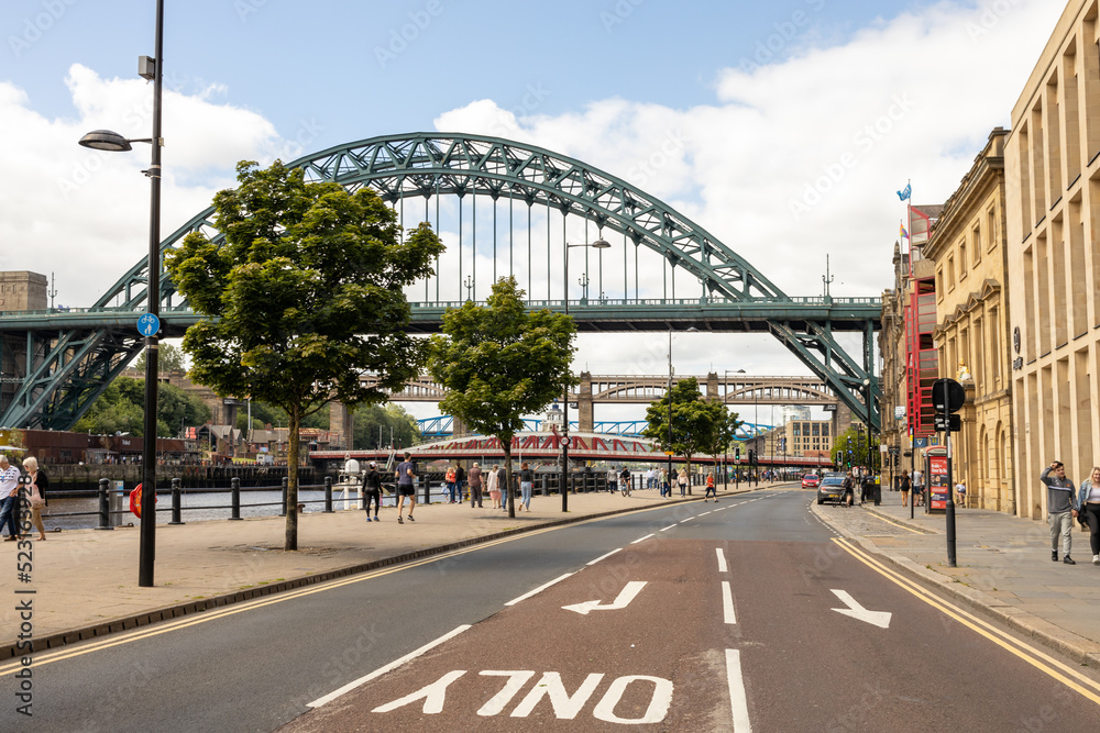 Fototapeta premium Newcastle UK: 19th July 2020: Newcastle Quayside on a Summer day during lockdown