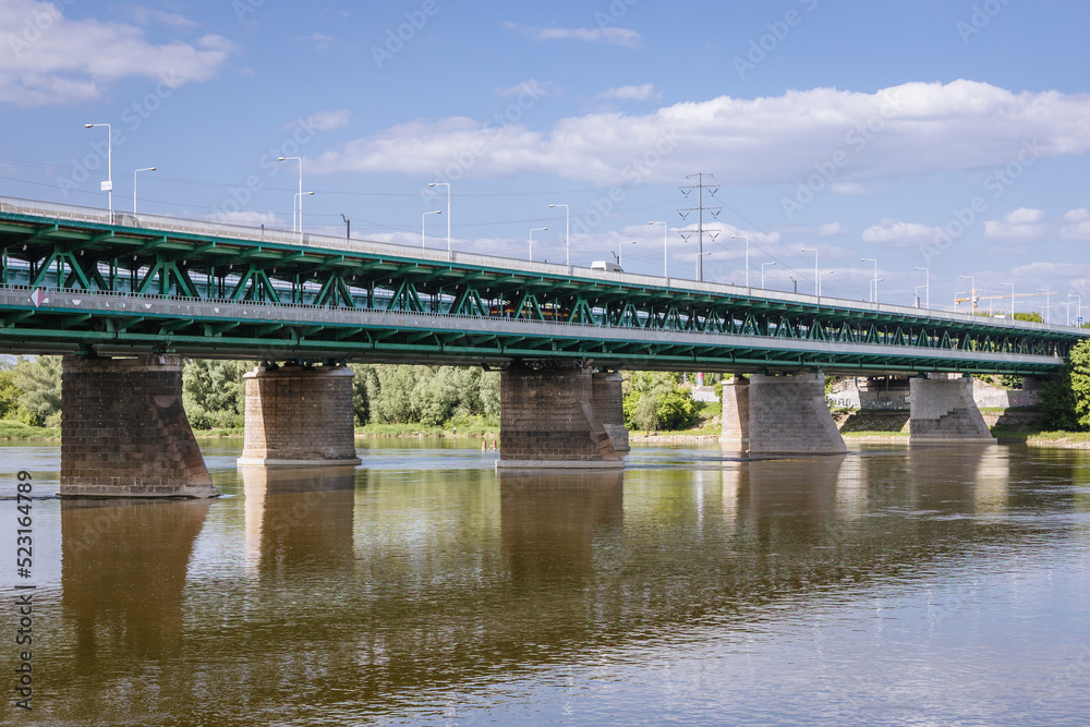 Gdanski Bridge over Vistula River in Warsaw city, Poland Gdanski Bridge over Vistula River in Warsaw city, Poland
