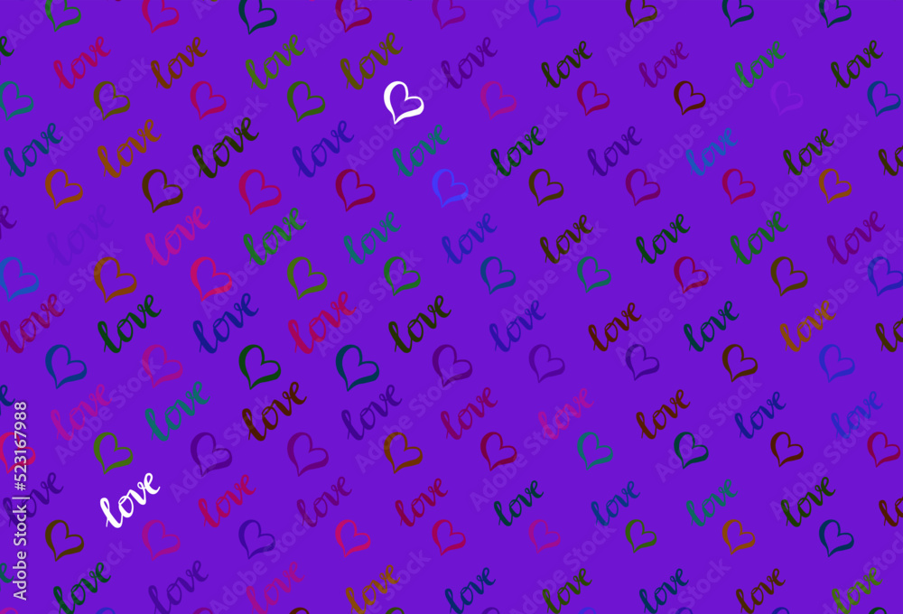 Obraz premium Dark Multicolor vector texture with lovely hearts.