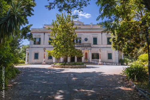 Mon Repos villa in the park in Corfu town on Corfu Island in Greece photo