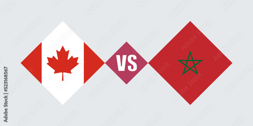 Canada vs Morocco flag concept. Vector illustration. Canada vs Morocco flag concept. Vector illustration.