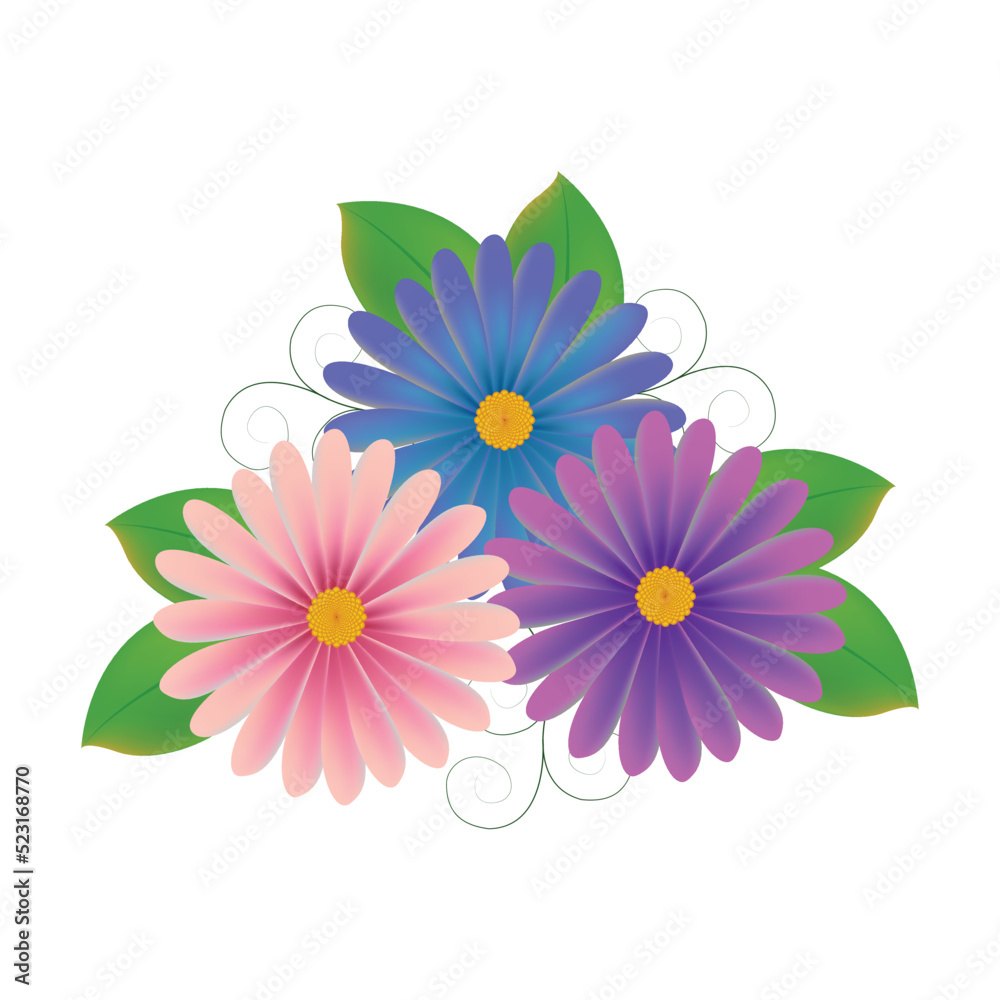 illustration of a flower White Background With Gradient Mesh, Vector Illustration