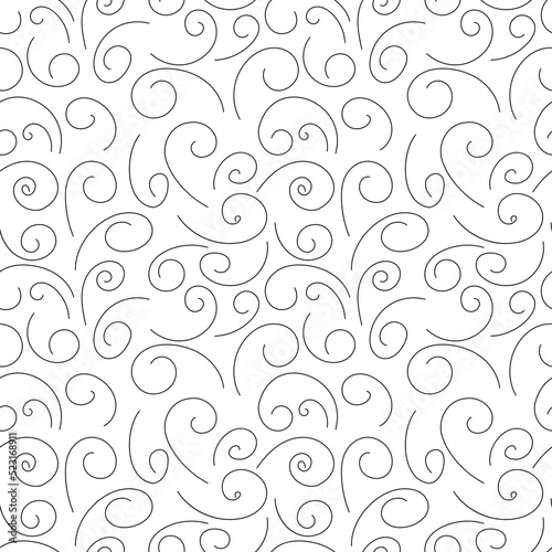 Vector seamless pattern with geometric figures, spirals, swirls