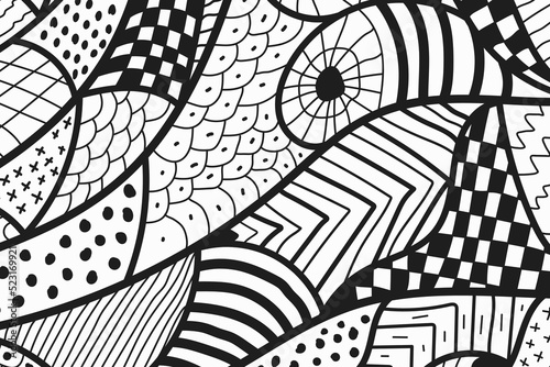 Abstract vector psychedelic sketch doodle background.