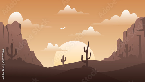 Panoramic landscape desert evening or morning