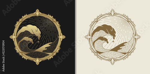 Water or waves as one of the four elements of nature vector illustration