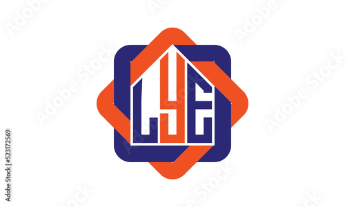 LYE three letter real estate logo with home icon logo design vector template | construction logo | housing logo | engineering logo | initial letter logo | minimalist logo | property logo |