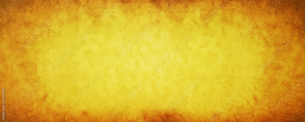 Obraz premium Horizontal yellow and orange grunge texture cement backdrop or concrete wall banner, blank background.