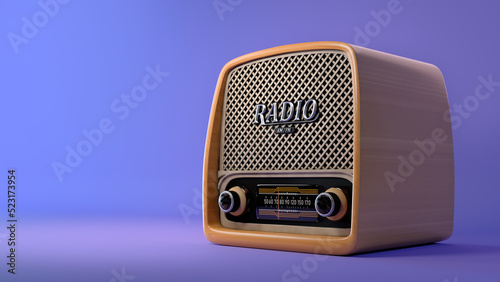 3d rendered vintage wooden radio (original design)