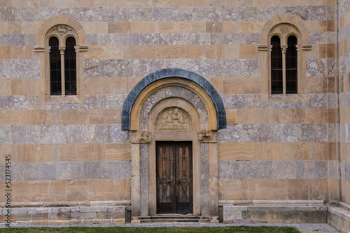 Medieval Monastery and orthodox Church Visoki Decani, one of the most important Serbian monastery. UNESCO world heritage site in Decani, Kosovo, Serbia 05.03.2022