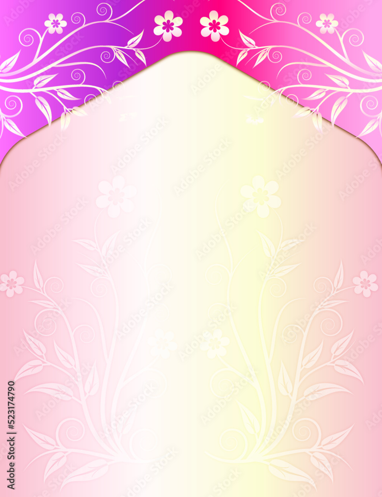 Abstract pink floral invitation card background design vector