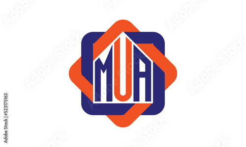MUA three letter real estate logo with home icon logo design vector template | construction logo | housing logo | engineering logo | initial letter logo | minimalist logo | property logo |