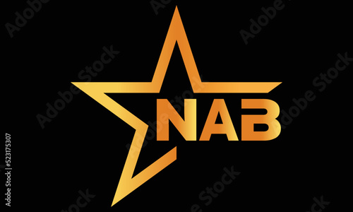 NAB golden luxury star icon three letter logo design vector template. royal logo | luxury logo | jewelry logo | premium logo | iconic logo | Victoria logo |