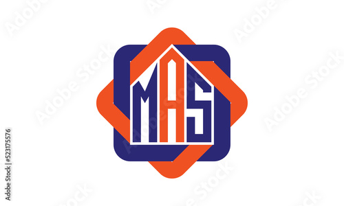 MAS three letter real estate logo with home icon logo design vector template | construction logo | housing logo | engineering logo | initial letter logo | minimalist logo | property logo |