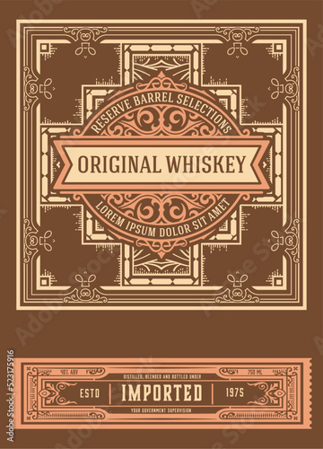 Whiskey label with old frames
