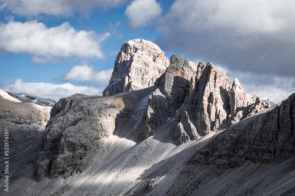 Laghi dei Piani near Monte Paterno peak in Dolomites, Italy