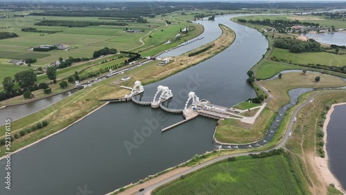 Amerongen weir and lock complex is a hydraulic work of art in the Netherlands. Including a hydroelectric power station on the Lower Rhine and fish ladder. photo