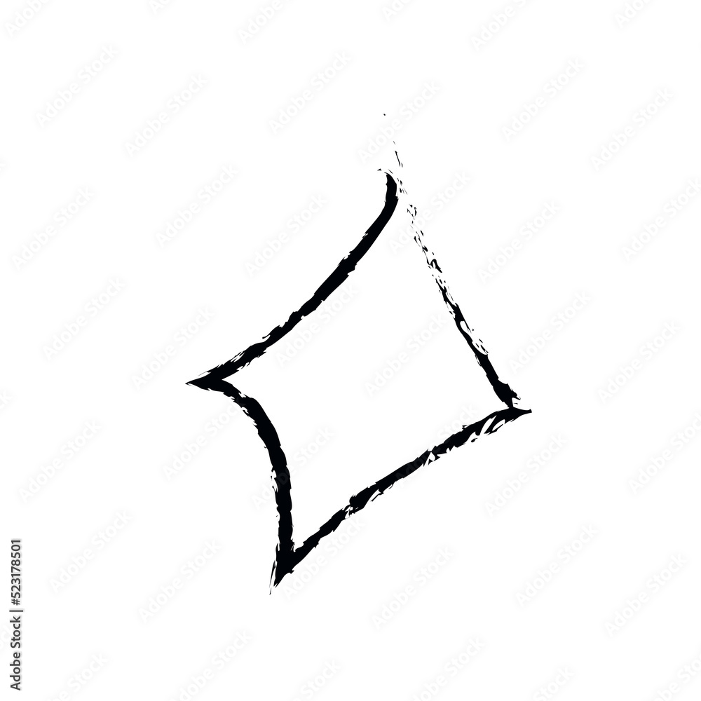 Doodle cosmos illustration in childish style. Hand drawn abstract space star. Black and white.