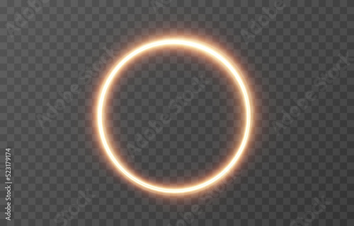 Vector glowing lines of light on an isolated transparent background. Glowing circle, light trail png. Light speed effect. Neon, glowing frame png.