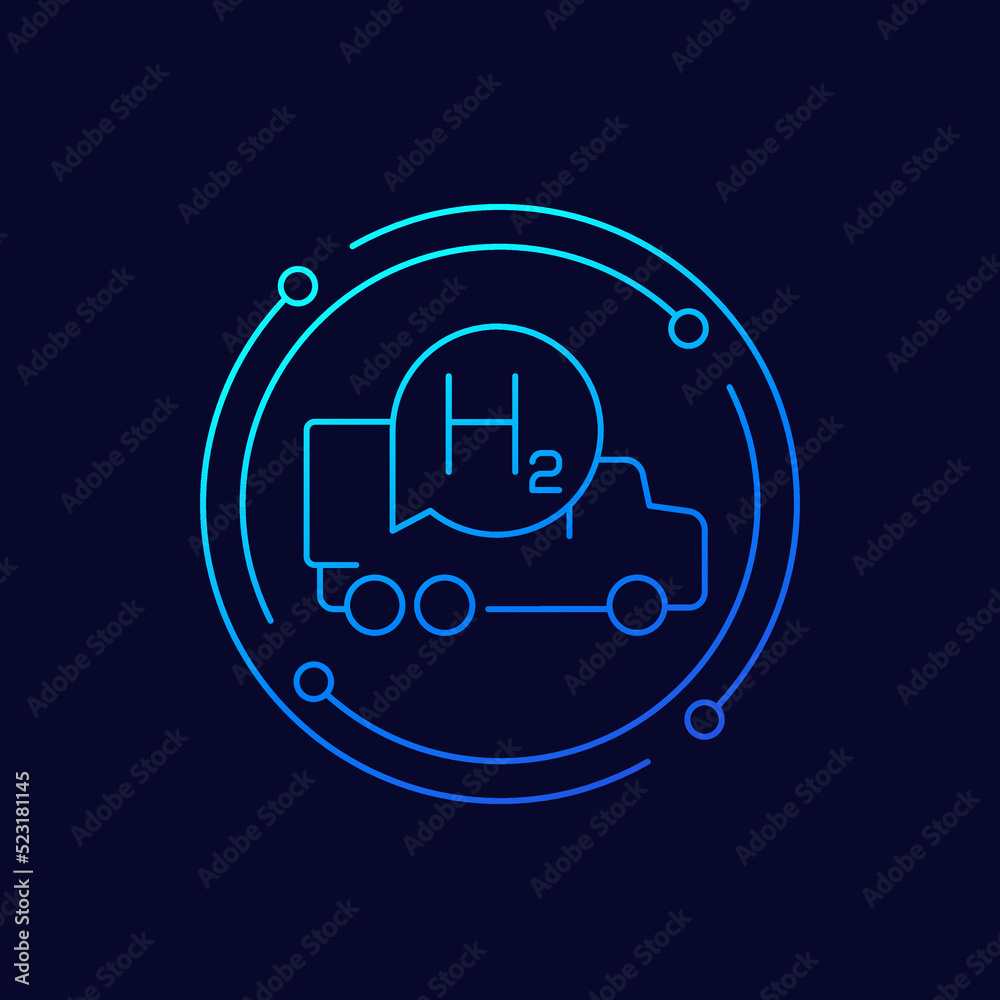 hydrogen truck icon, linear design hydrogen truck icon, linear design
