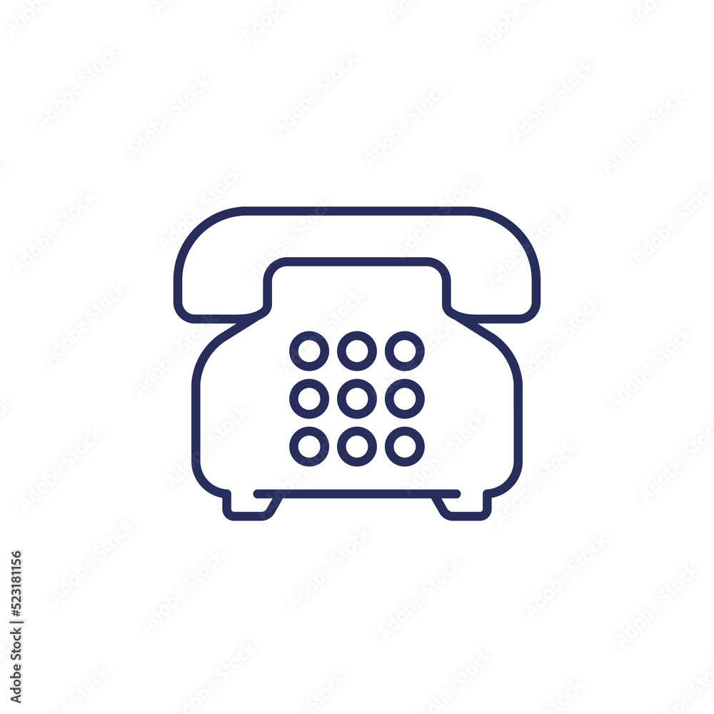 old phone line icon, telephone with buttons old phone line icon, telephone with buttons