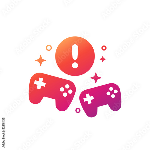 Game addiction icon with gamepads