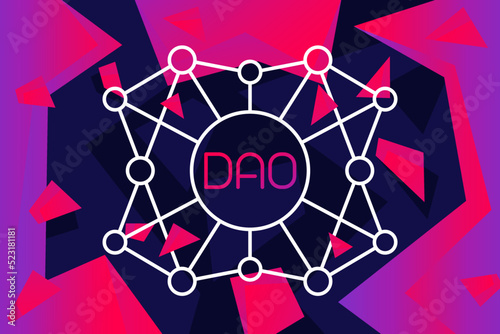 DAO, Decentralized Autonomous Organisation, linear vector icon