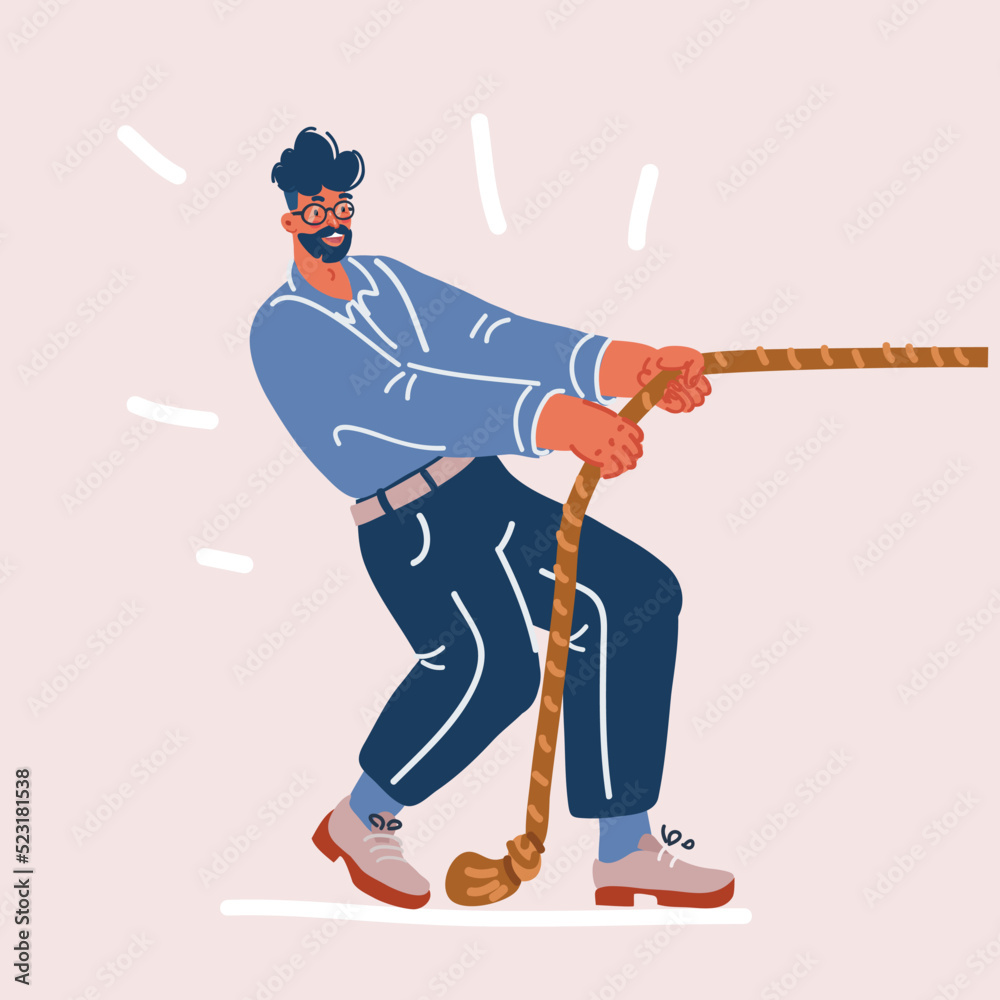 Obraz premium Vector illustration of man pulling a rope