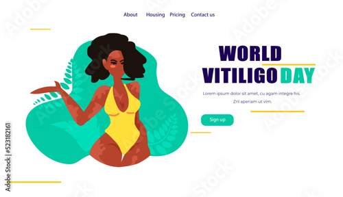 world vitiligo day another kind of beauty love yourself accept your body woman in bikini with vitiligo skin disease