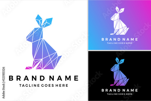 Geometric rabbit, hare logo vector