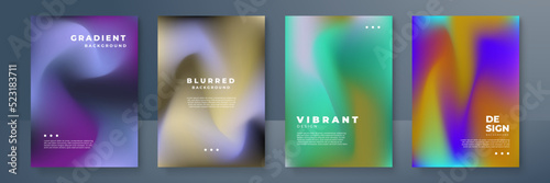 Blurred backgrounds set with modern abstract blurred color gradient patterns. Templates collection for brochures, posters, banners, flyers and cards. Vector illustration. © Badr Warrior