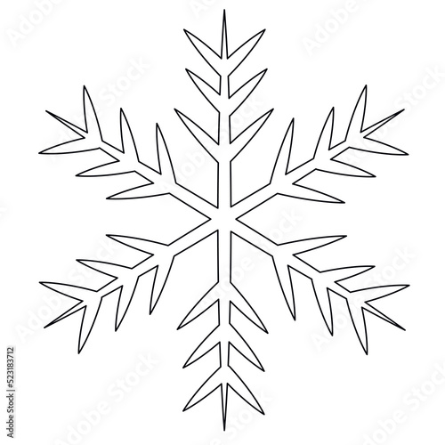 Black and white line Christmas snowflake. Vector illustration.