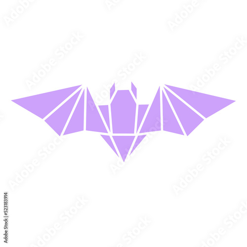 Origami paper bat in a flat style. Colorful origami birds collection. Vector illustration