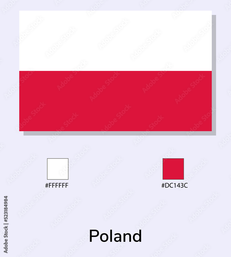Vector Illustration of Poland flag isolated on light blue background. Illustration National Poland flag with Color Codes. As close as possible to the original. ready to use, easy to edit.